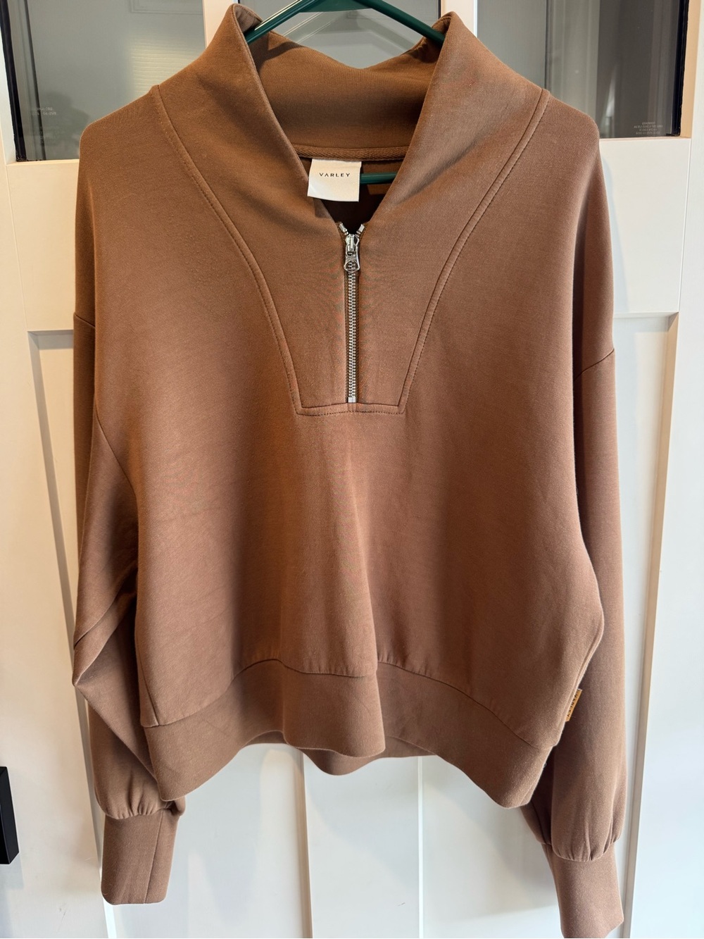 Varley Brown Half-Zip Cowl Sweatshirt